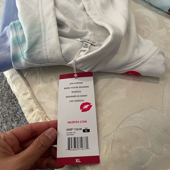 NWT Wildfox Sherbet Tie Dye Hoodie Matching Bottoms SET Color Peri Shibori Sz XL - Picture 10 of 15